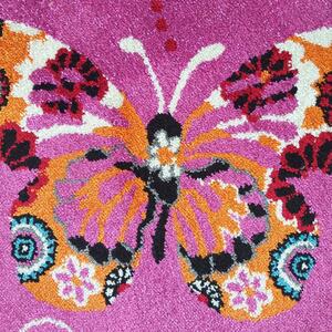 Różowy dywan w motylki dla dziewczynki - Dislo