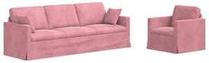 Modularna sofa aksamitna w rÃ³Å¼owym kolorze z czarnymi akcentami