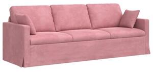 Modularna sofa aksamitna w rÃ³Å¼owym kolorze z czarnymi akcentami