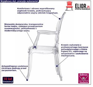 Designerskie krzesło typu ludwik Dalmo - transparentne