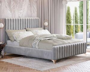 MebleMWM Łóżko tapicerowane BELANIA (SF1023) w stylu Glamour | 180x200 | Welur | Szary