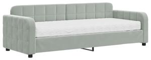 Sofa z materacem do spania, jasnoszara, 80x200 cm, aksamit