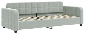 Sofa z materacem do spania, jasnoszara, 80x200 cm, aksamit