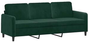 Sofa 3-osobowa z poduszkami, ciemnozielona, 180 cm, aksamit