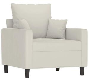 Fotel, kremowy, 60 cm, obity aksamitem