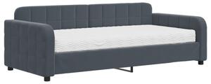 Sofa z materacem do spania, ciemnoszara, 90x190 cm, aksamit