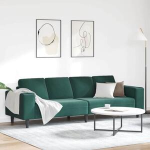 Nowoczesna sofa do salonu w ciemnej zieleni z poduszkami i poliesterowymi podÅokietnikami