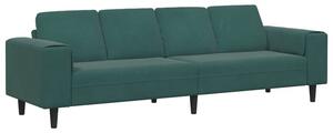 Nowoczesna sofa do salonu w ciemnej zieleni z poduszkami i poliesterowymi podÅokietnikami