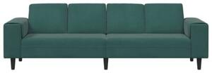 Nowoczesna sofa do salonu w ciemnej zieleni z poduszkami i poliesterowymi podÅokietnikami