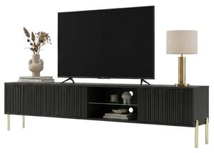 Czarna szafka RTV na złotych nóżkach 175 cm R8-E51