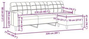 Sofa 3-osobowa z podnÃ³Å¼kiem, jasnoszary, 210 cm, aksamit