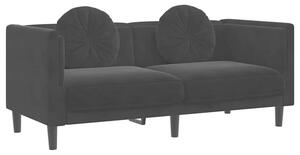 Sofa 2-osobowa z poduszkami, czarna, aksamit