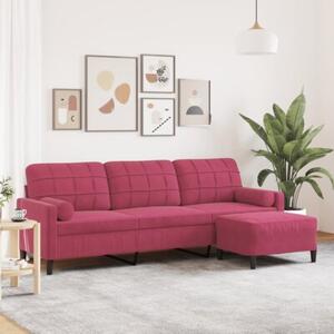 Sofa 3-osobowa z podnÃ³Å¼kiem winna czerwieÅ 210 cm, aksamit