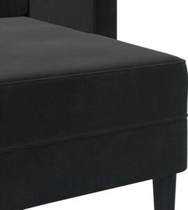 Sofa 2-osobowa z szezlongiem w ksztaÅcie litery l, czarna, 125 cm, aksamitna