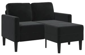 Sofa 2-osobowa z szezlongiem w ksztaÅcie litery l, czarna, 125 cm, aksamitna