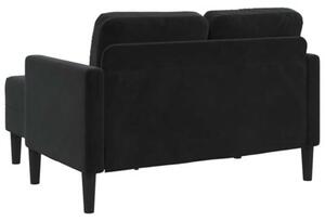 Sofa 2-osobowa z szezlongiem w ksztaÅcie litery l, czarna, 125 cm, aksamitna