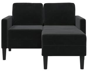Sofa 2-osobowa z szezlongiem w ksztaÅcie litery l, czarna, 125 cm, aksamitna