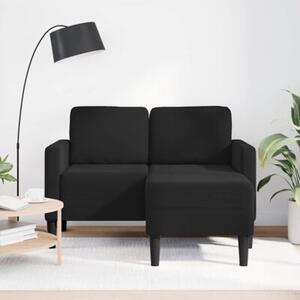 Sofa 2-osobowa z szezlongiem w ksztaÅcie litery l, czarna, 125 cm, aksamitna