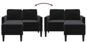 Sofa 2-osobowa z szezlongiem w ksztaÅcie litery l, czarna, 125 cm, aksamitna