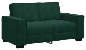 Sofa 2-osobowa, ciemnozielona, 160x78x84 cm, tapicerowana aksamitem