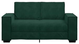 Sofa 2-osobowa, ciemnozielona, 160x78x84 cm, tapicerowana aksamitem