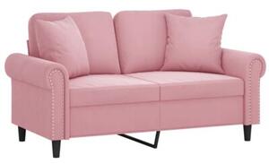 Sofa 2-osobowa z poduszkami, rÃ³Å¼owa, 120 cm, aksamit