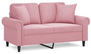 Sofa 2-osobowa z poduszkami, rÃ³Å¼owa, 120 cm, aksamit