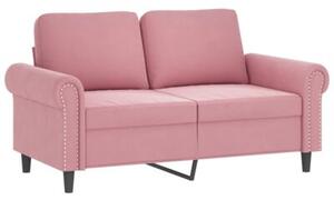 Sofa 2-osobowa z poduszkami, rÃ³Å¼owa, 120 cm, aksamit
