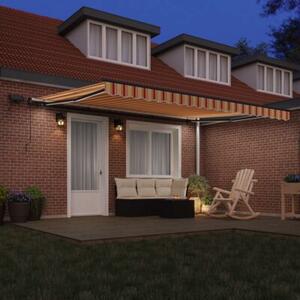 Składany parasol ogrodowy z oświetleniem LED - żółty i pomarańczowy, 450x300 cm