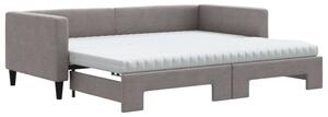 Sofa rozsuwana z materacami, kolor taupe, 90x200 cm, tkanina