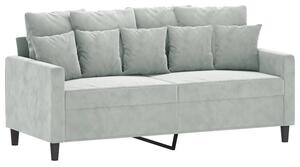 Sofa 2-osobowa, jasnoszara, 140 cm, tapicerowana aksamitem