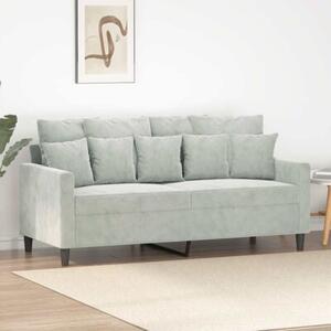Sofa 2-osobowa, jasnoszara, 140 cm, tapicerowana aksamitem