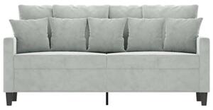 Sofa 2-osobowa, jasnoszara, 140 cm, tapicerowana aksamitem