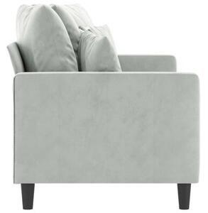 Sofa 2-osobowa, jasnoszara, 140 cm, tapicerowana aksamitem