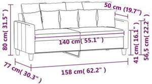 Sofa 2-osobowa, Å¼Ã³Åta, 140 cm, tapicerowana aksamitem