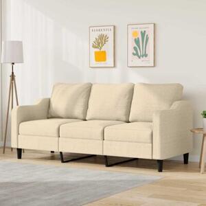 Sofa, 3-osobowa kremowa, 180 cm, tapicerowana tkaninÄ