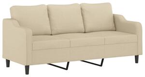 Sofa, 3-osobowa kremowa, 180 cm, tapicerowana tkaninÄ