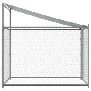 Klatka dla psa, z dachem i drzwiami, szara, 2x2x2 m, stal