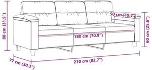 Sofa, 3-osobowa taupe, 180 cm, tapicerowana mikrofibrÄ