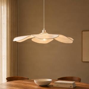 Lampa wisząca Marjorie Lindby, możliwość ściemniania, biały / opal, salon / jadalnia, tkanina / materiał / jedwab