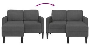 Sofa 2-osobowa z szezlongiem w ksztaÅcie litery l, ciemnoszara, 125 cm, len