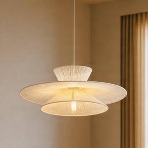 Lampa wisząca Novie Lucande, możliwość ściemniania, kremowy / amber, salon / jadalnia, tkanina / materiał / jedwab, skandynawski