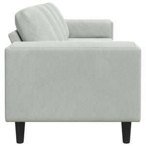 Nowoczesna sofa do salonu w kolorze jasnoszarym z poduszkami komfortowymi i eleganckimi akcentami