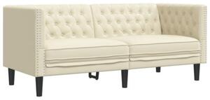 Zestaw 3-cz. wypoczynkowy chesterfield, kremowy, sztuczna skÃ³ra