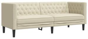 Zestaw 3-cz. wypoczynkowy chesterfield, kremowy, sztuczna skÃ³ra