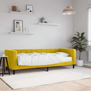 Sofa z materacem do spania, żółta, 80x200 cm, aksamit