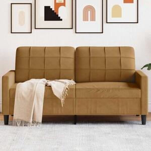Sofa 2-osobowa, brÄ zowa, 140 cm, tapicerowana aksamitem
