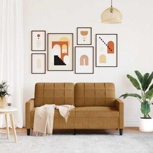 Sofa 2-osobowa, brÄ zowa, 140 cm, tapicerowana aksamitem
