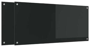 Panel kuchenny 2 pcs Czarny 110 x 50 cm szkło hartowane