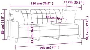 Sofa 3-osobowa z poduszkami, czarna, 180 cm, sztuczna skÃ³ra